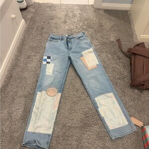 Pilcro Blue Patchwork Jeans